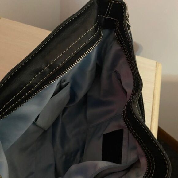 Coach #14710 Zoe Optic Black/Gray/Silver Signature Jacquard and Leather Trim - Picture 8 of 11